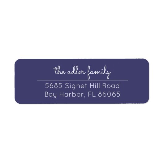シンプルネイビーブルー&ホワイト差出人住所ラベル ラベル (正面)