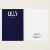 シンプルネイビーモダンブルーイヤリングディスプレイカード (正面&裏面)