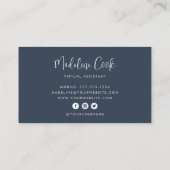 シンプルネイビーモダンブルー書道ソーシャルメディア 名刺 (裏面)