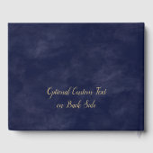 シンプルネイビー水彩画と金ゴールドズ結婚モノグラム ゲストブック (裏面)