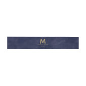 シンプルネイビー水彩画と金ゴールドズ結婚モノグラム 招待状ベリーバンド (フラット)