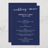 シンプルネイビー結婚ブルーのメニューカード メニュー (正面/裏面)