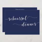シンプルネイビー結婚ブルーのリハーサル招待状 招待状 (正面/裏面)