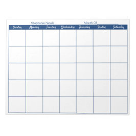 シンプルネイビー縁どブ薄名の月プランナー ノートパッド