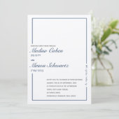 シンプルネイビー縁どユダヤ結婚式招待状 招待状 (スタンド正面)