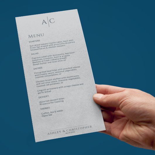 シンプルネイビー&グレーモノグラム結婚披露宴 メニュー