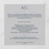 シンプルネイビー&スチール・グレイ・モノグラ結婚ム式 プログラム (正面)