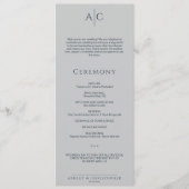シンプルネイビー&スチール・グレイ・モノグラ結婚ム式 プログラム (正面)