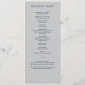 シンプルネイビー&スチール・グレイ・モノグラ結婚ム式 プログラム (裏面)