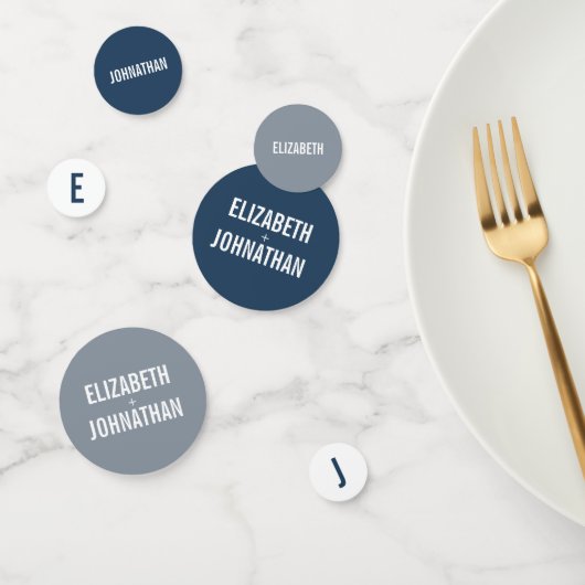 シンプルネイビー&ダスティブルータイポグラフィ結婚ズ コンフェッティ (グループ)