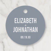 シンプルネイビー&ダスティブルータイポグラフィ結婚ズ フェイバータグ (裏面)