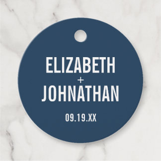 シンプルネイビー&ダスティブルータイポグラフィ結婚ズ フェイバータグ