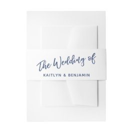 シンプルネイビー&ホワイトタイポグラフィザ結婚ーズ 招待状ベリーバンド