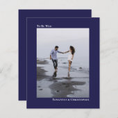シンプルネイビーBlue BUDGET結婚の写真招待状 (正面/裏面)