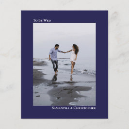 シンプルネイビーBlue BUDGET結婚の写真招待状