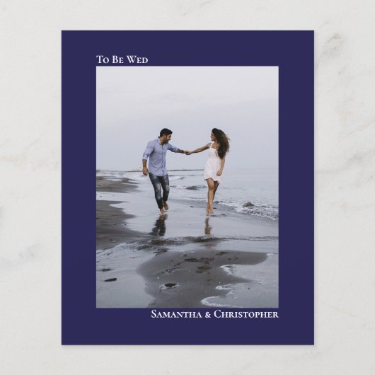 シンプルネイビーBlue BUDGET結婚の写真招待状 (正面)