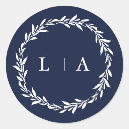 シンプルネイビ素朴ーブルーモダンリー ラウンドシール