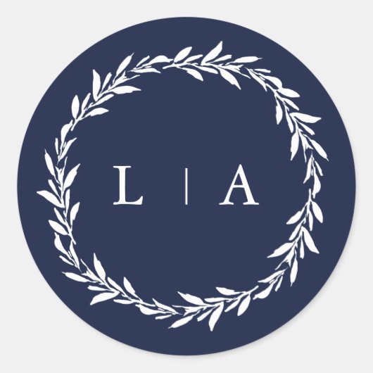 シンプルネイビ素朴ーブルーモダンリー ラウンドシール (正面)