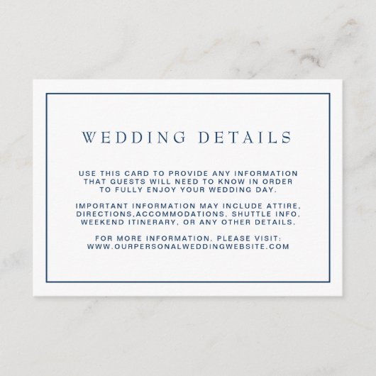 シンプルネイビ縁どー結婚ブルー詳細 エンクロージャーカード (正面)