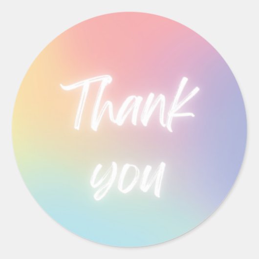 シンプルネオン「ありがとう」ステッカー ラウンドシール (正面)