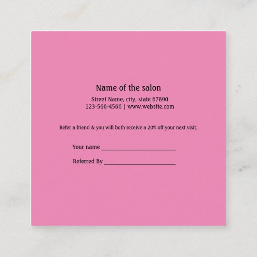 シンプルネームミニマルストアの参照の追加サロン 紹介カード (裏面)