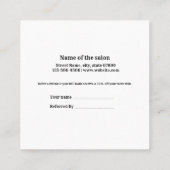シンプルネームミニマルストアの参照の追加サロン 紹介カード (裏面)