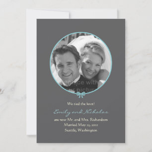 シンプルノット結婚写真の発表-青 案内状