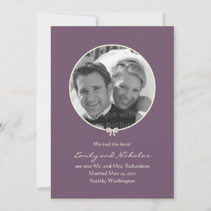 シンプルノッ結婚ト写真の発表-紫 案内状