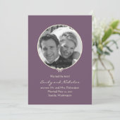 シンプルノッ結婚ト写真の発表-紫 案内状 (スタンド正面)