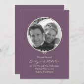 シンプルノッ結婚ト写真の発表-紫 案内状 (正面/裏面)