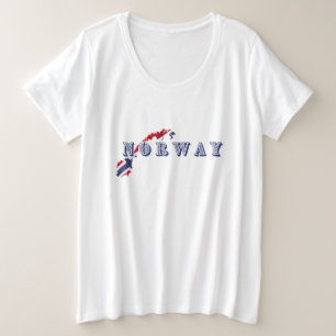 シンプルノルウェーモダンノルウェー文字のフラグお土産 プラスサイズTシャツ