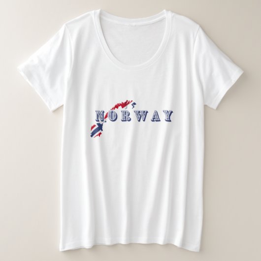 シンプルノルウェーモダンノルウェー文字のフラグお土産 プラスサイズTシャツ (デザイン正面)