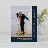 シンプルノート箔押しカスタムカラー日付お知らせカード 箔招待状 (立ち正面)