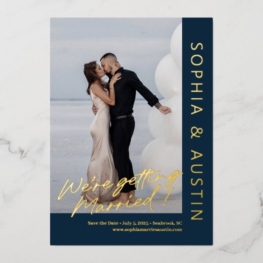 シンプルノートFOILカスタムの色Date Cardを保存 箔招待状 (正面)