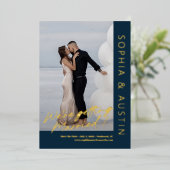 シンプルノートFOILカスタムの色Date Cardを保存 箔招待状 (立ち正面)