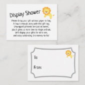 シンプルノーラップ赤ちゃんシャワーギフトカード付ライオン エンクロージャーカード (正面/裏面)