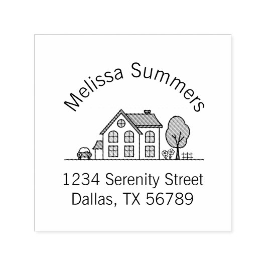 シンプルハウスイラストレーションアーチアドレス3 セルフインキングスタンプ (デザイン)