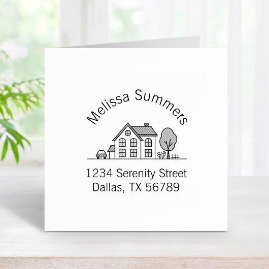 シンプルハウスイラストレーションアーチアドレス4 ラバースタンプ