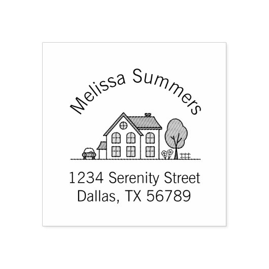 シンプルハウスイラストレーションアーチアドレス4 ラバースタンプ (インプリント)