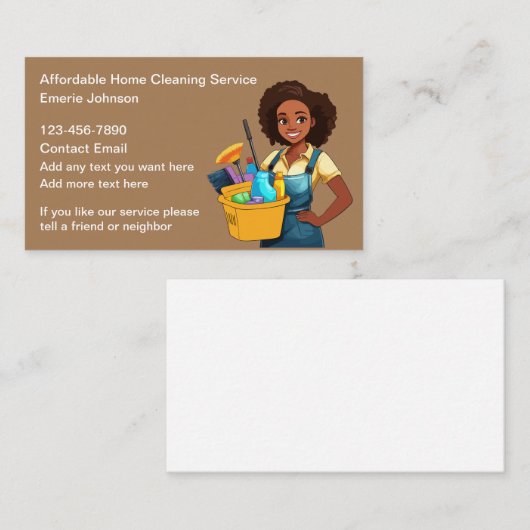 シンプルハウスクリーニングアフリカンアメリカン 名刺 (正面/裏面)