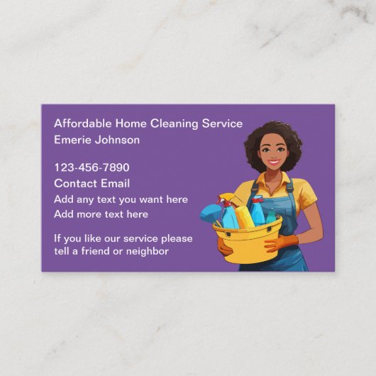 シンプルハウスクリーニングアフリカ系アメリカテーマ 名刺 (正面)