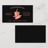 シンプルハウスクリーニングサービスブラック&バラ金ゴールド 名刺 (正面/裏面)