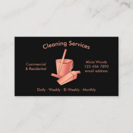 シンプルハウスクリーニングサービスブラック&バラ金ゴールド 名刺
