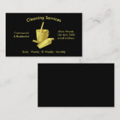 シンプルハウスクリーニングサービスブラック&金ゴールド 名刺 (正面/裏面)