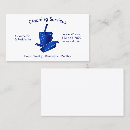 シンプルハウスクリーニングサービスブルー 名刺 (正面/裏面)