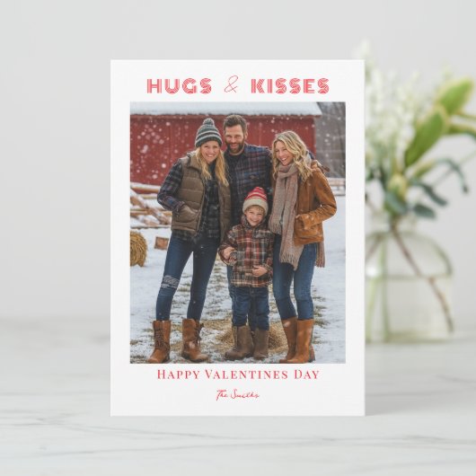 シンプルハグとキスヴァレンティーンズデイファミリーフォト シーズンカード (スタンド正面)