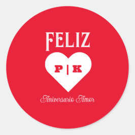 シンプルハッピーアニバーサリースペインのホワイト ラウンドシール