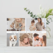 シンプルハッピーイースターモダンファミリー写真コラージュ シーズンカード (スタンド正面)