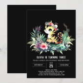 シンプルハッピータイガー誕生日 招待状 (正面/裏面)