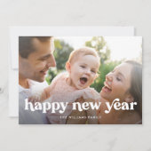 シンプルハッピーニューイヤータイポグラフィ写真 シーズンカード (正面)